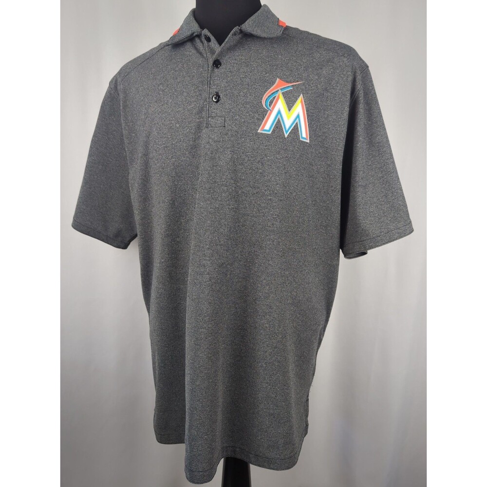 Miami Marlins Polo Shirt Nike XXL Gray Florida Golf Dri Fit MLB Baseball FL